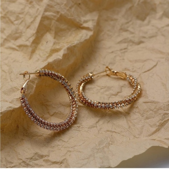 Gold 14k Gold Plated Twist Hoop Earrings - Picture 1 of 3